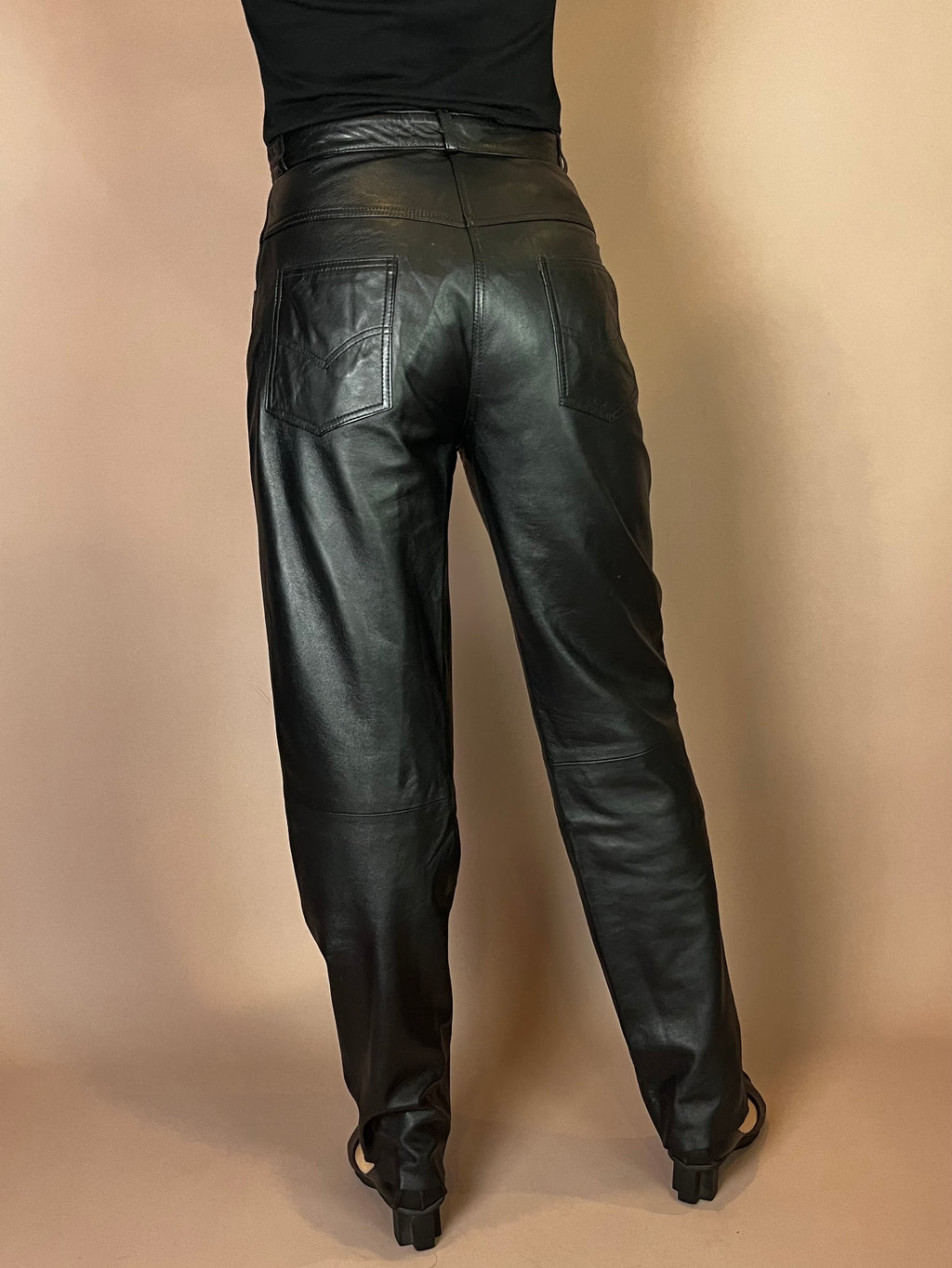High-Waist Lederhose in Schwarz Gr. 36/38