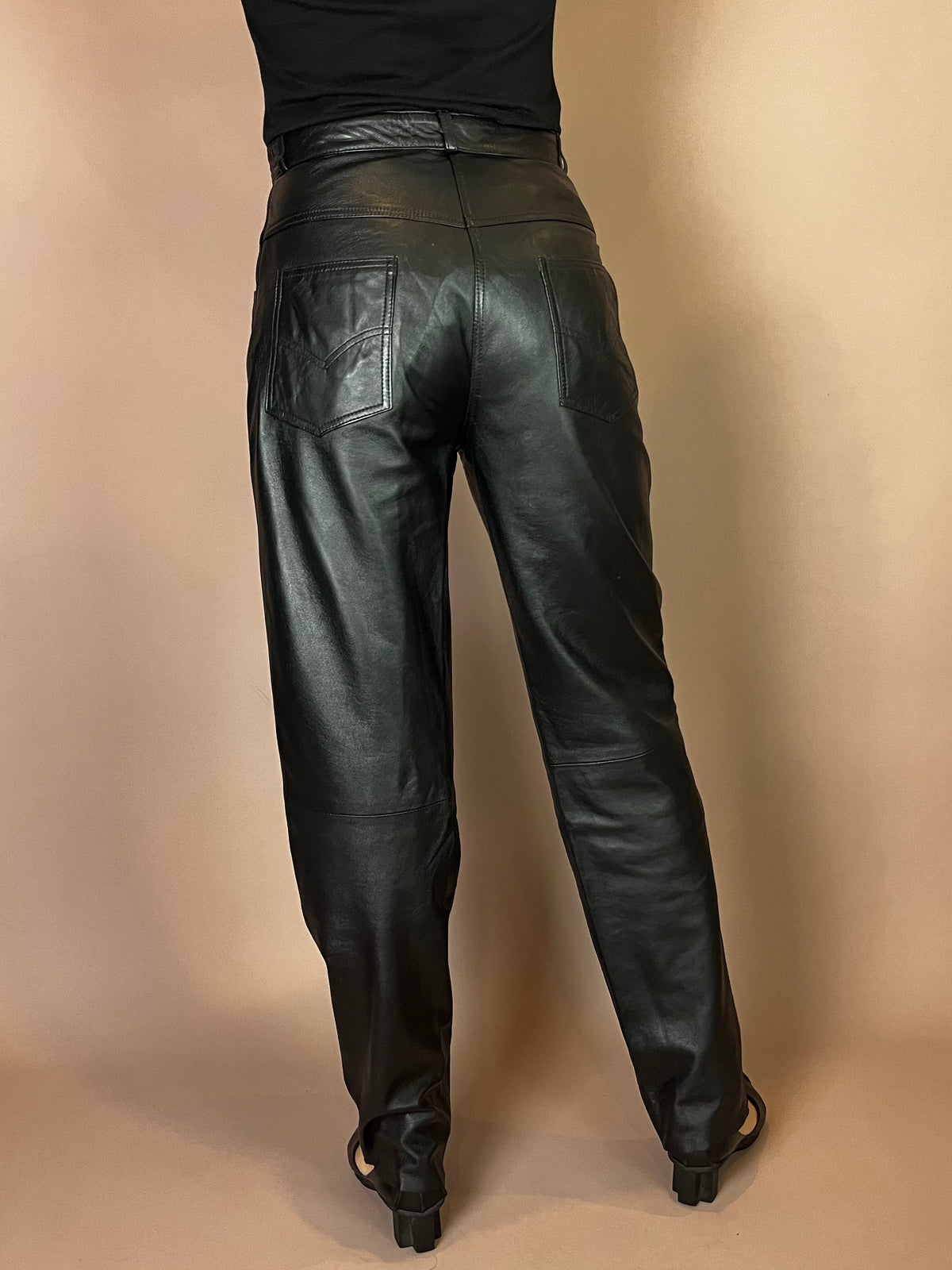 High-Waist Lederhose in Schwarz Gr. 36/38