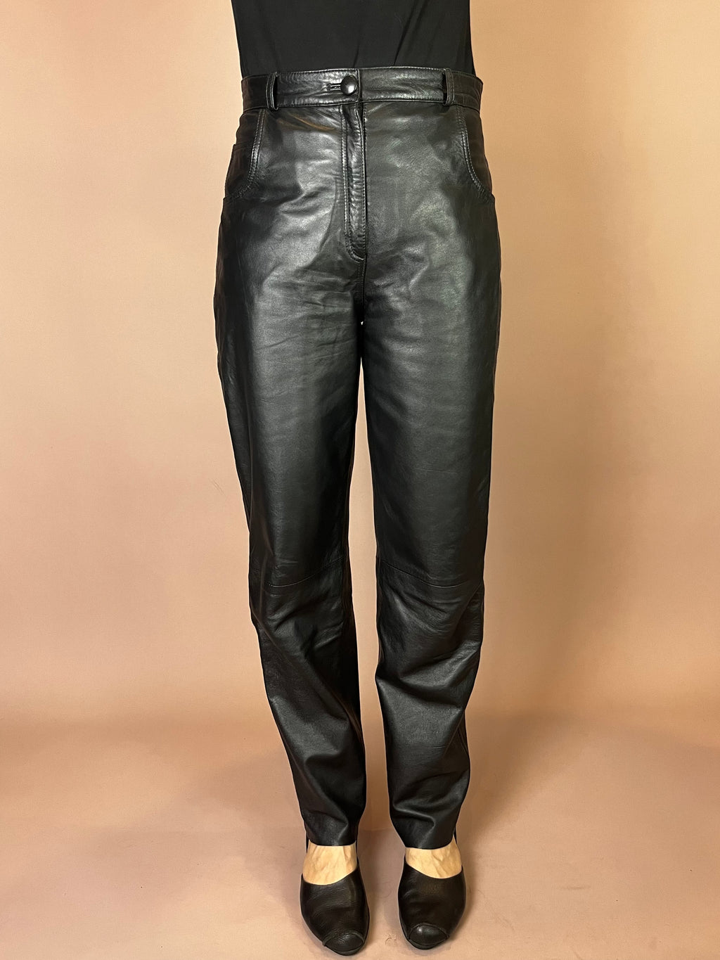 High-Waist Lederhose in Schwarz Gr. 36/38