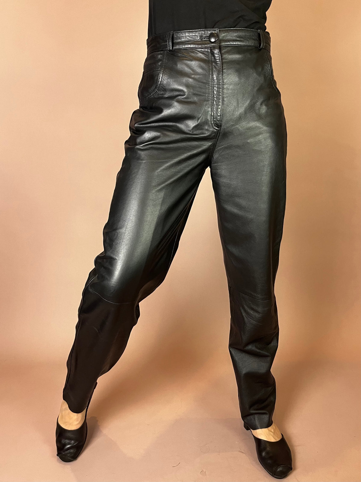 High-Waist Lederhose in Schwarz Gr. 36/38
