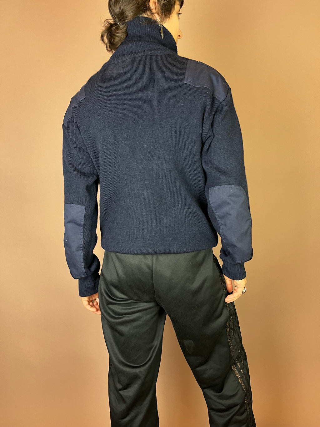 Vintage Feuerwehr Strickjacke Hamburg in Navy aus Wolle Gr. S