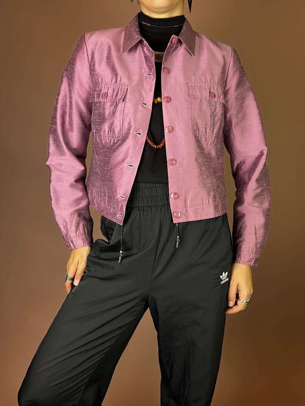 More&More Jacke in schimmerndem Mauve Gr. 36/38