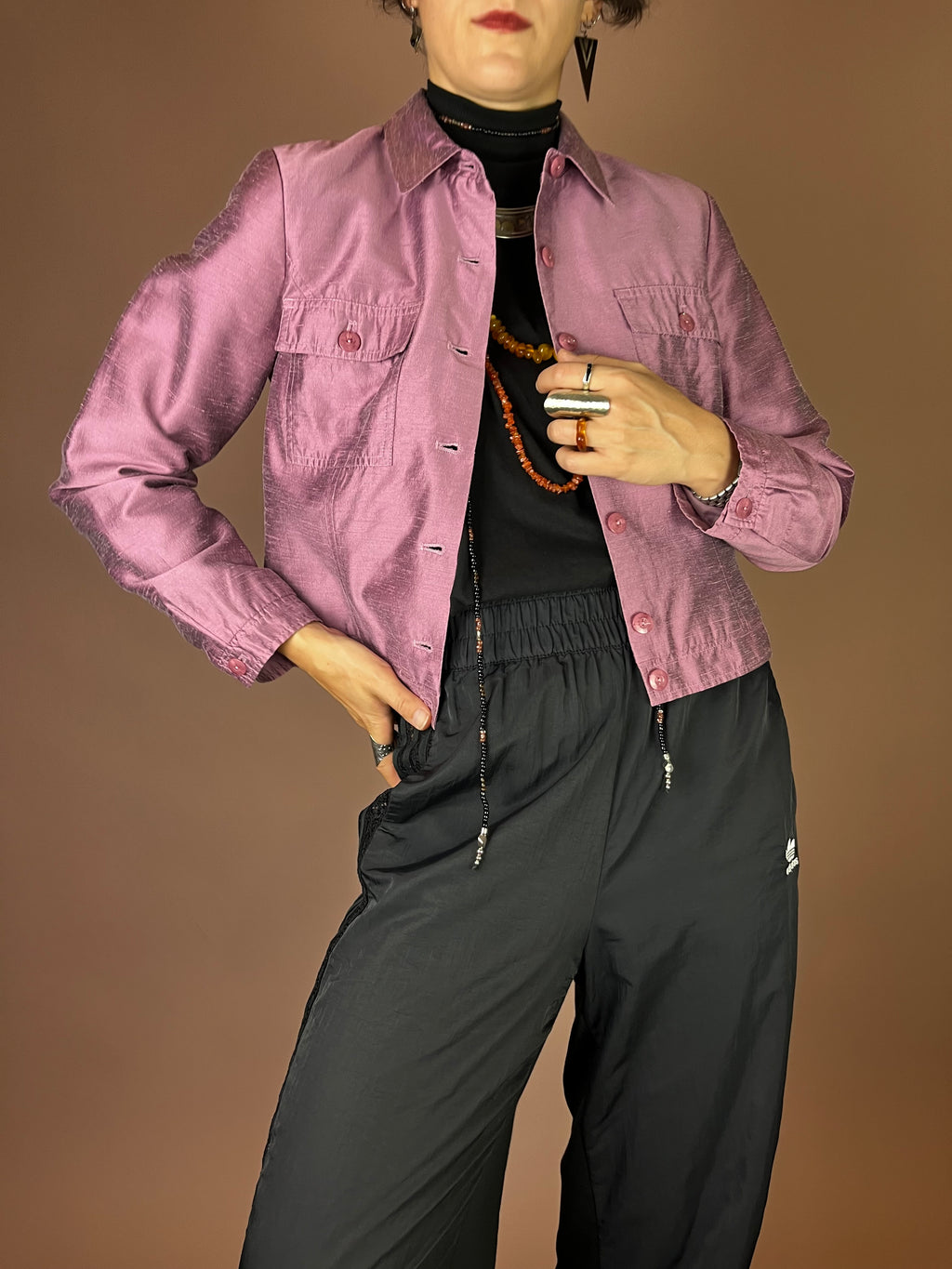 More&More Jacke in schimmerndem Mauve Gr. 36/38