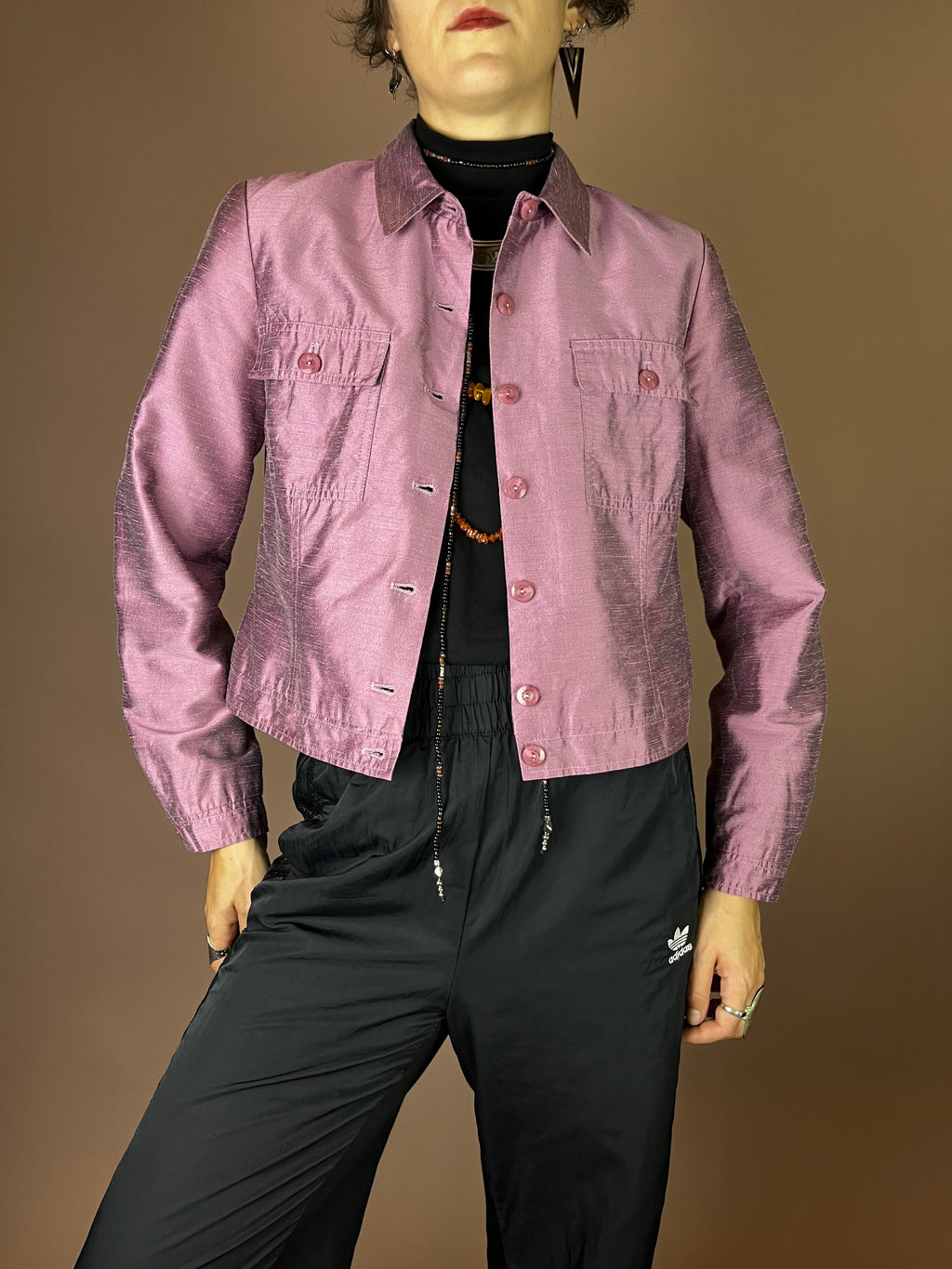 More&More Jacke in schimmerndem Mauve Gr. 36/38