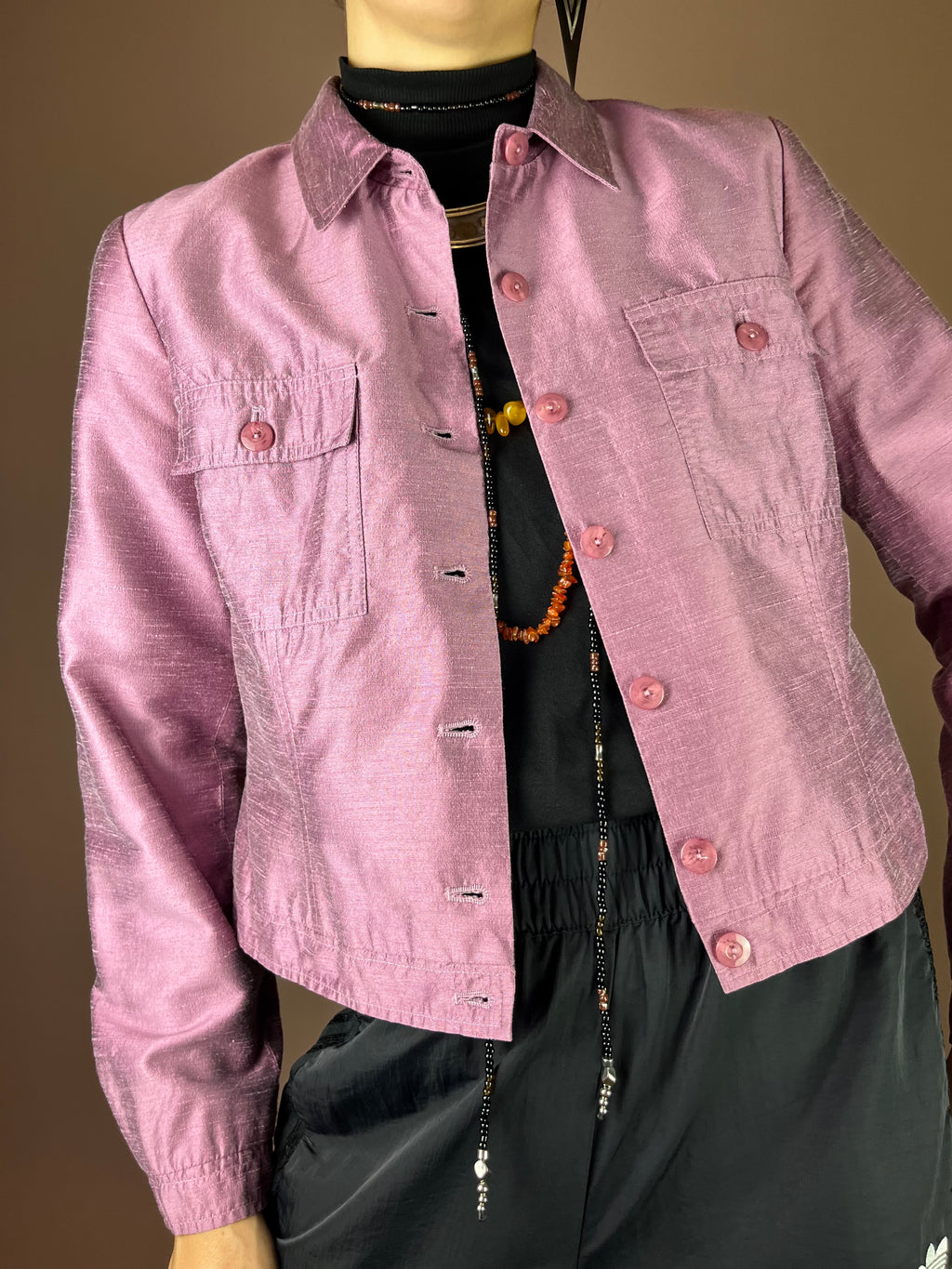 More&More Jacke in schimmerndem Mauve Gr. 36/38