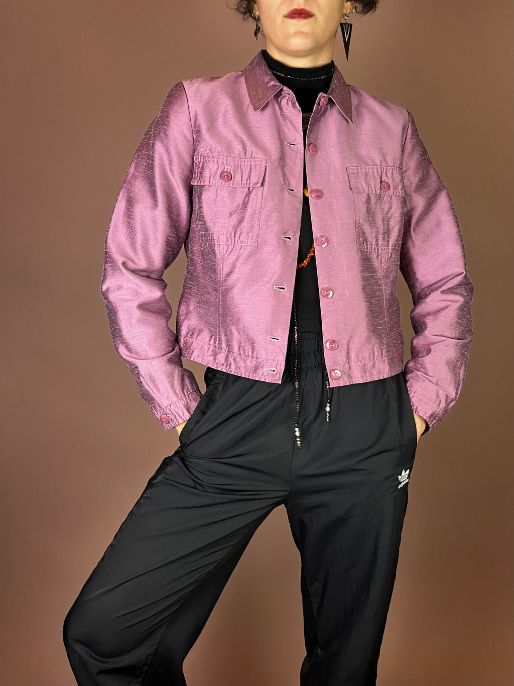 More&More Jacke in schimmerndem Mauve Gr. 36/38