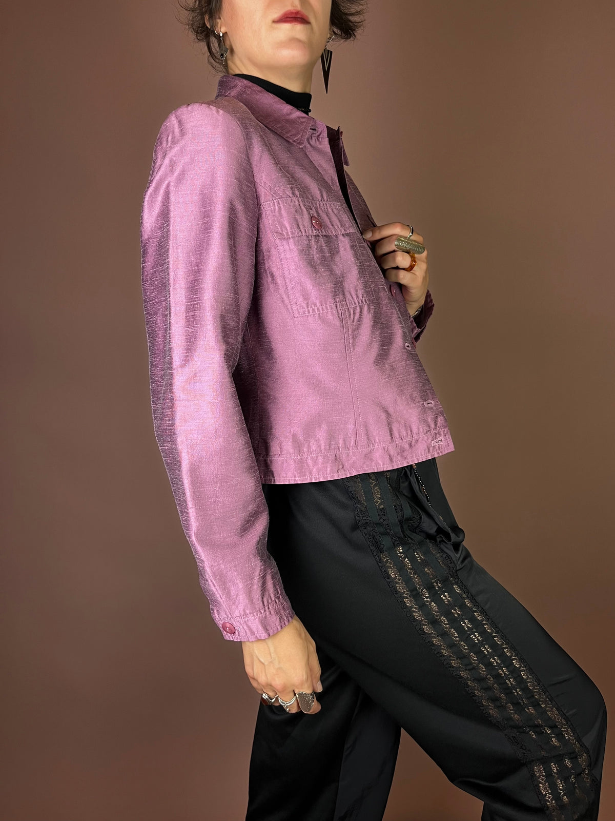 More&More Jacke in schimmerndem Mauve Gr. 36/38