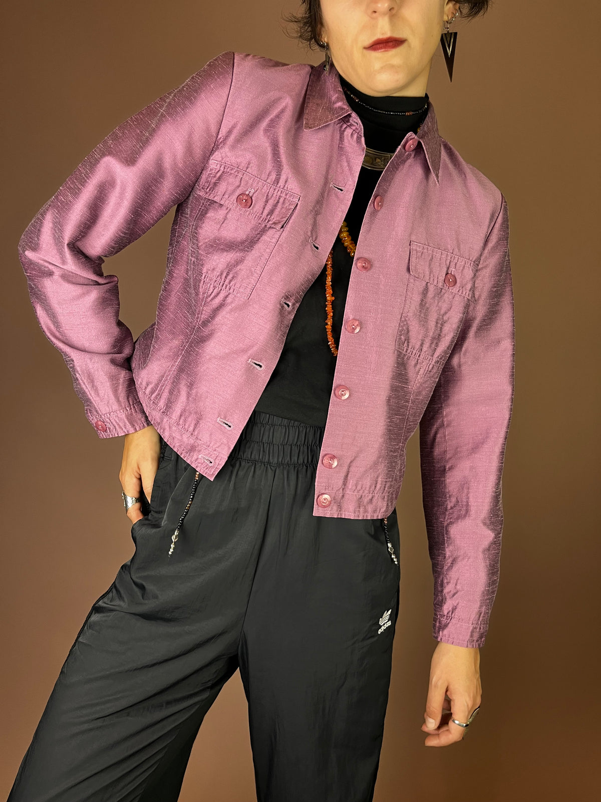 More&More Jacke in schimmerndem Mauve Gr. 36/38