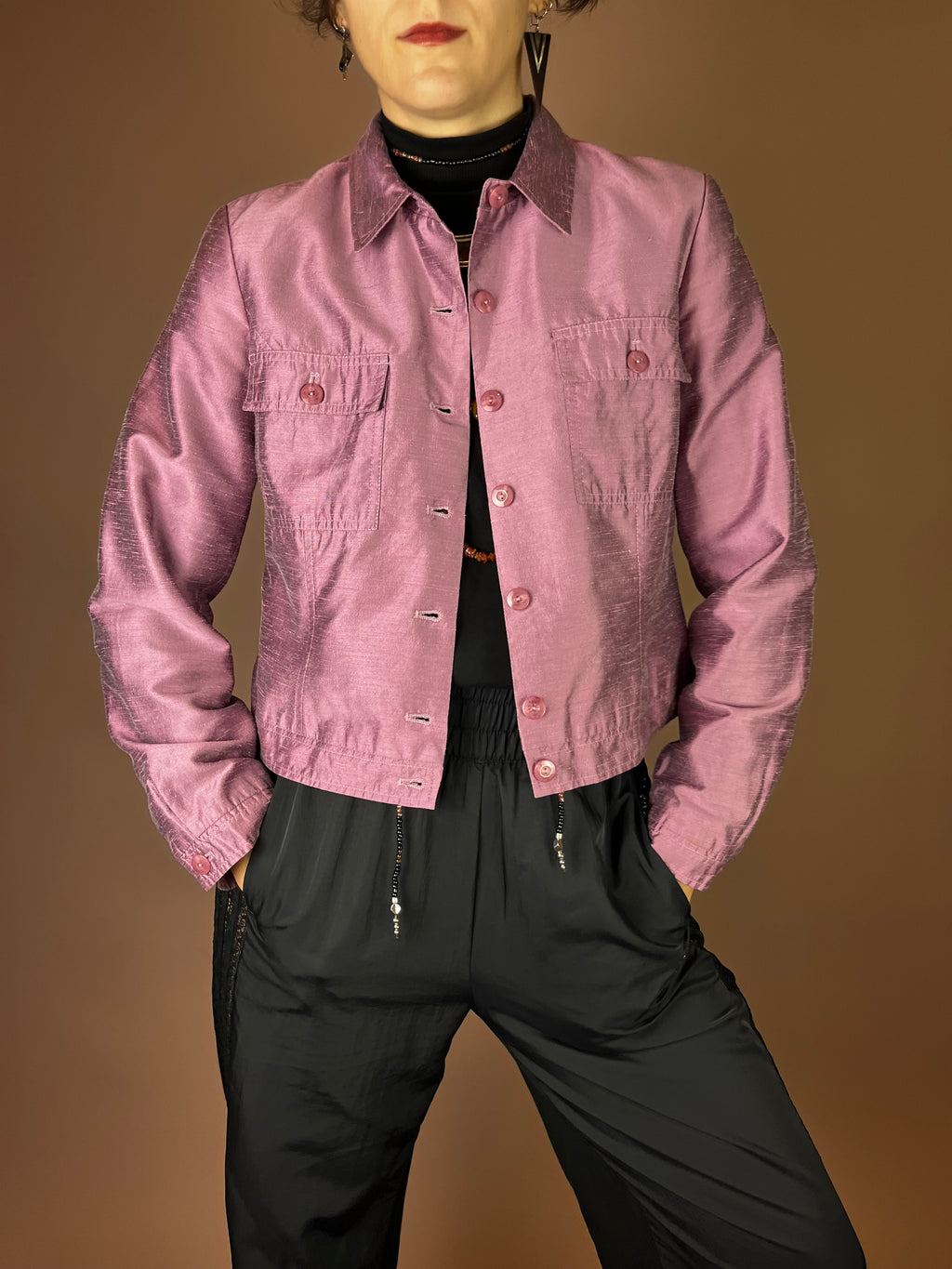 More&More Jacke in schimmerndem Mauve Gr. 36/38