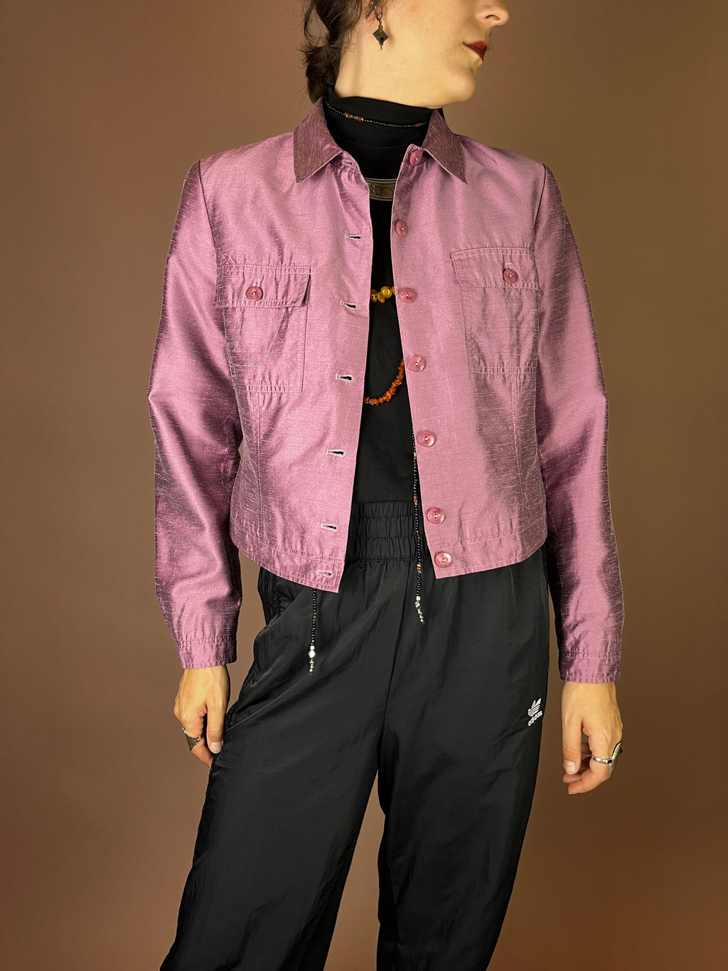 More&More Jacke in schimmerndem Mauve Gr. 36/38