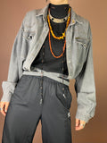 Upcycling Cropped Western Jeanshemd in Washed Grey Gr. 36-40