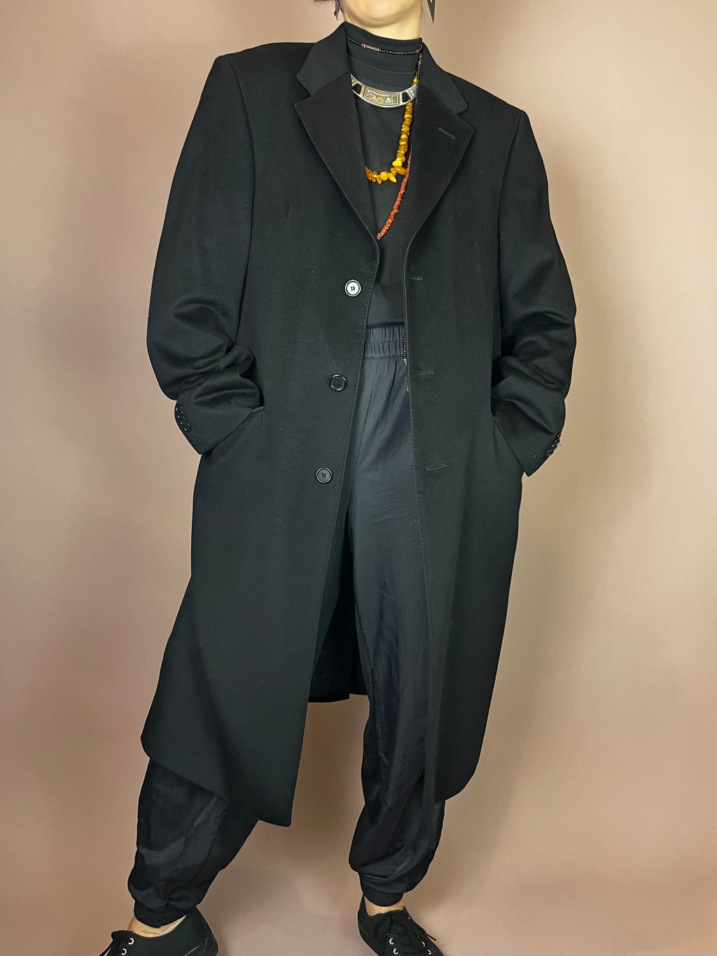 Borrowed from the Boys Wollmantel in Schwarz Gr. L