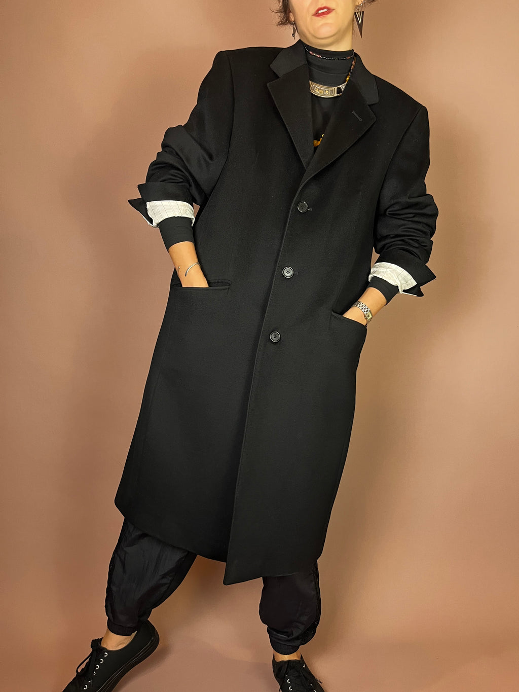 Borrowed from the Boys Wollmantel in Schwarz Gr. L