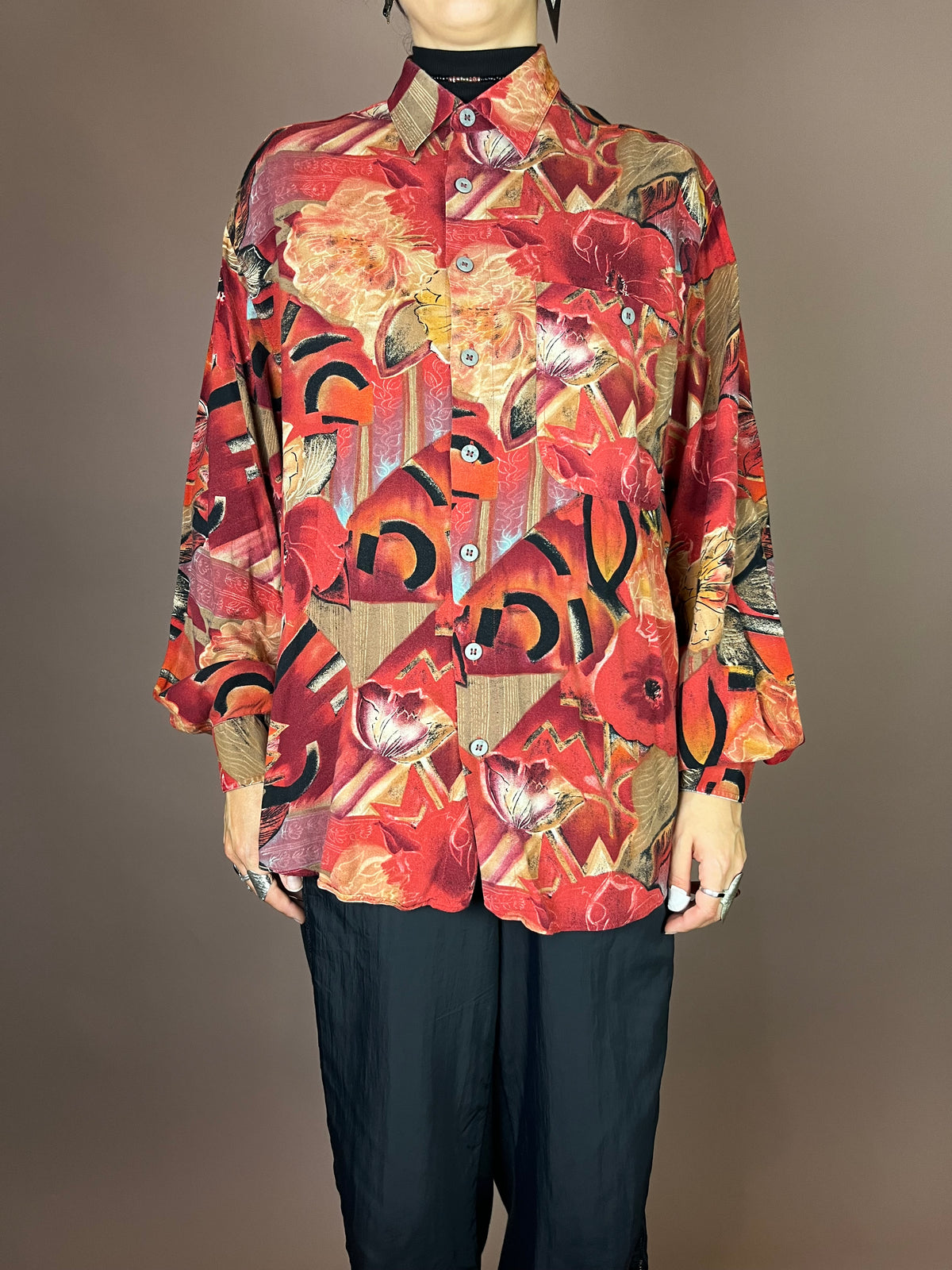 Autumn Chaos 90s Hemd mit wildem Print Gr. M