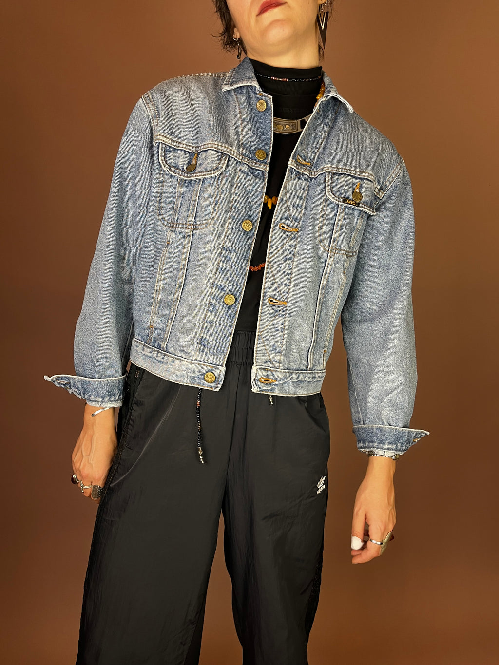 Klassische Lee Jeansjacke in Light Wash, kurz geschnitten Gr. 36
