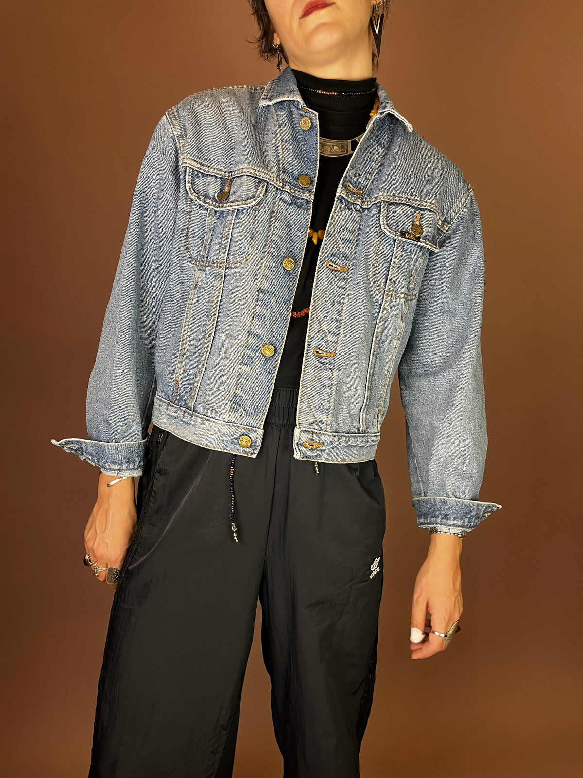 Klassische Lee Jeansjacke in Light Wash, kurz geschnitten Gr. 36