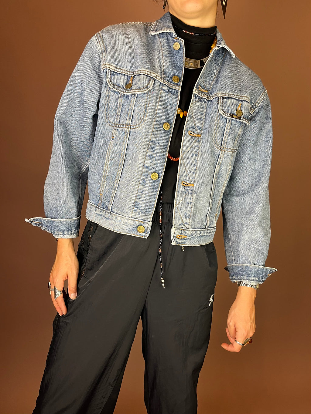 Klassische Lee Jeansjacke in Light Wash, kurz geschnitten Gr. 36