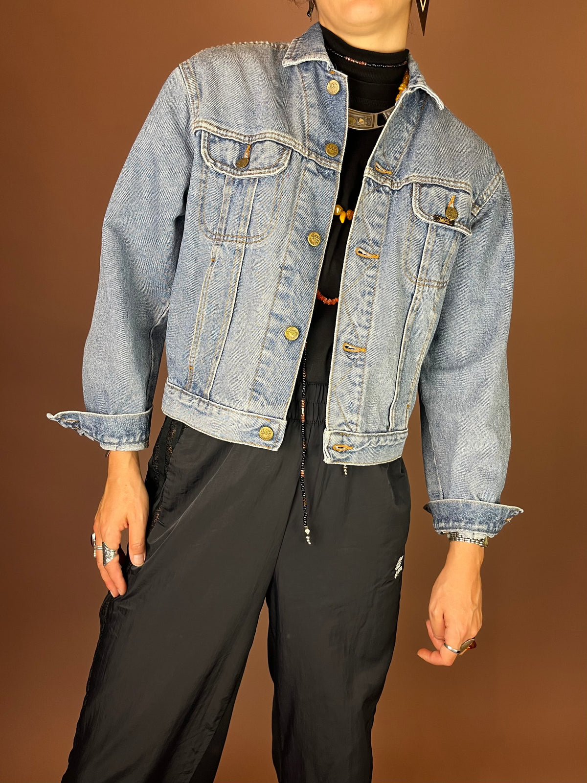 Klassische Lee Jeansjacke in Light Wash, kurz geschnitten Gr. 36