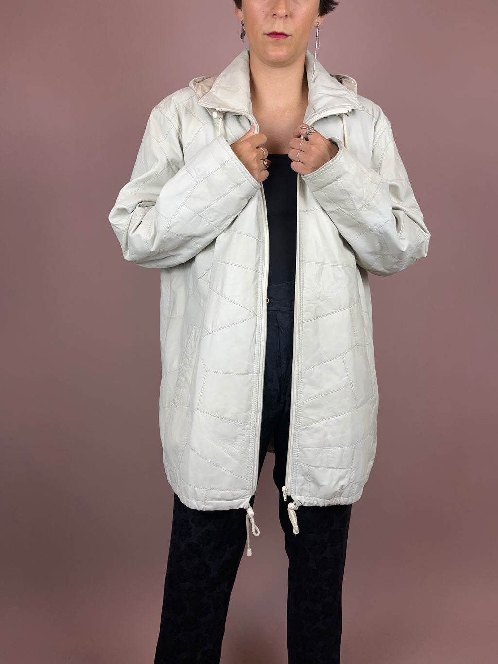 Leathercoat Hood Creme Soft Gr. 40