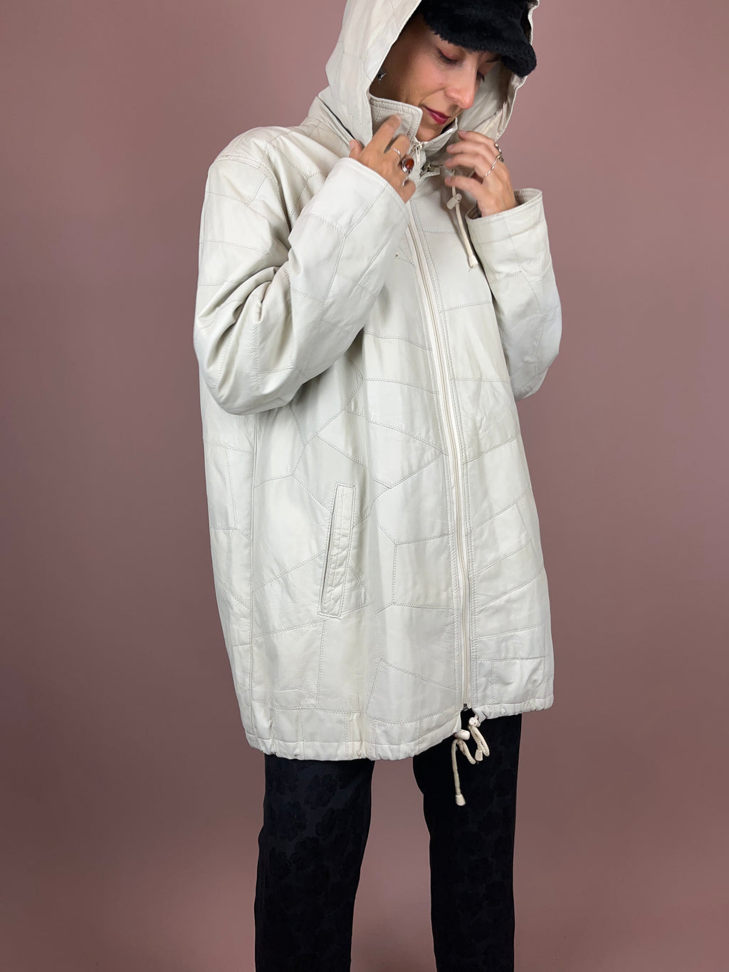 Leathercoat Hood Creme Soft Gr. 40