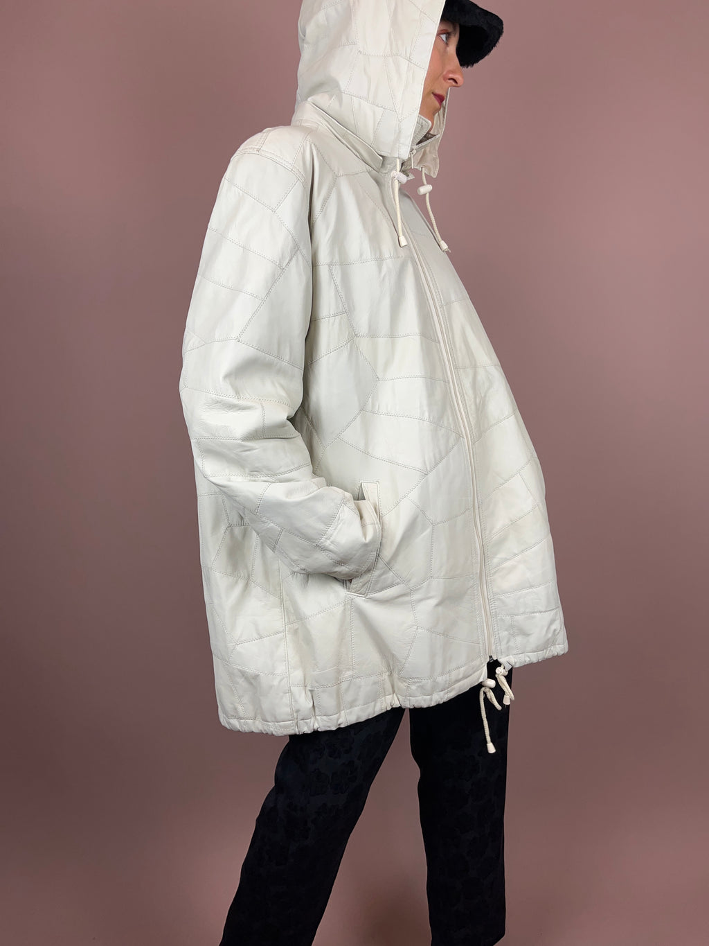Leathercoat Hood Creme Soft Gr. 40
