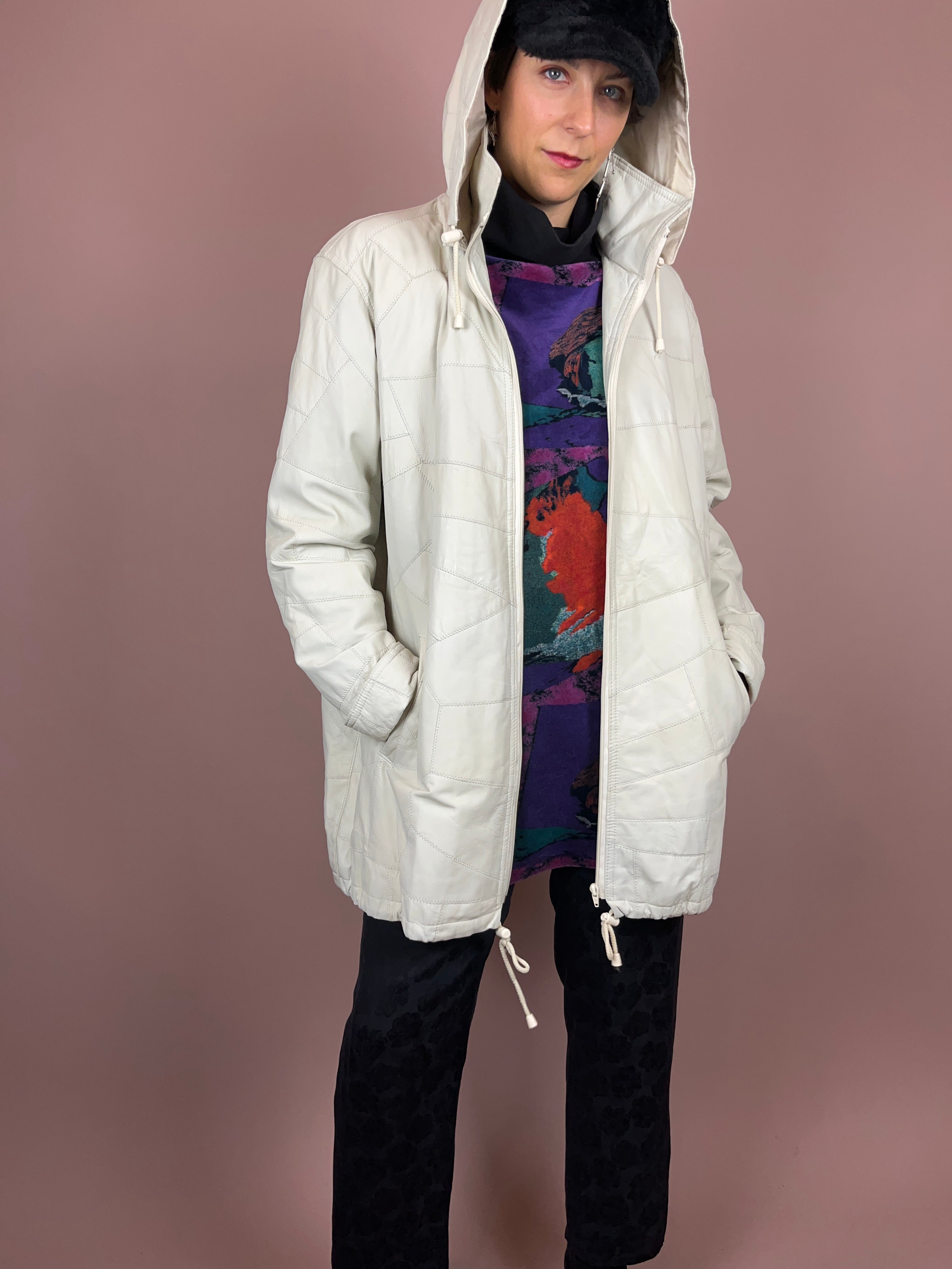 Leathercoat Hood Creme Soft Gr. 40