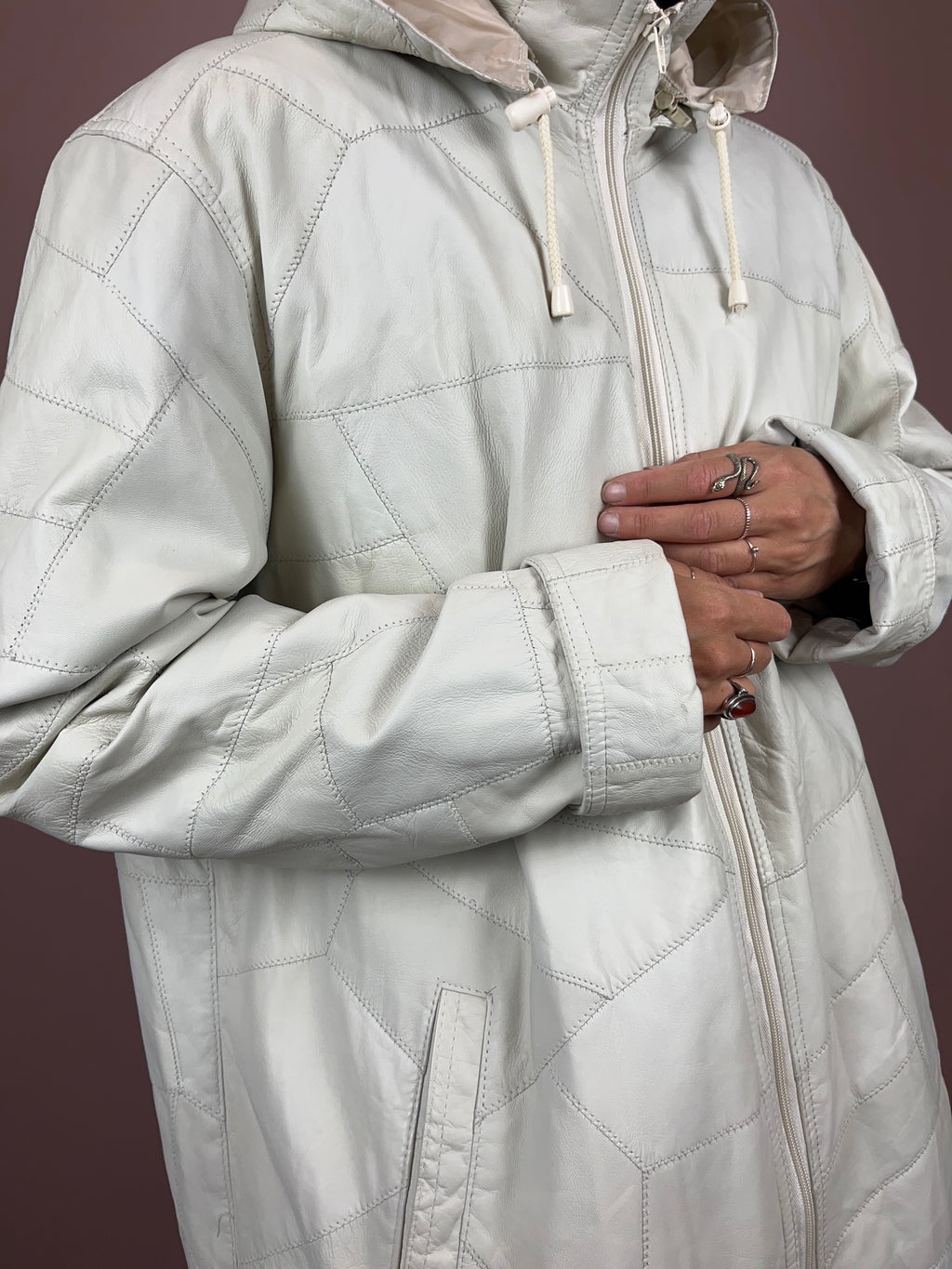 Leathercoat Hood Creme Soft Gr. 40