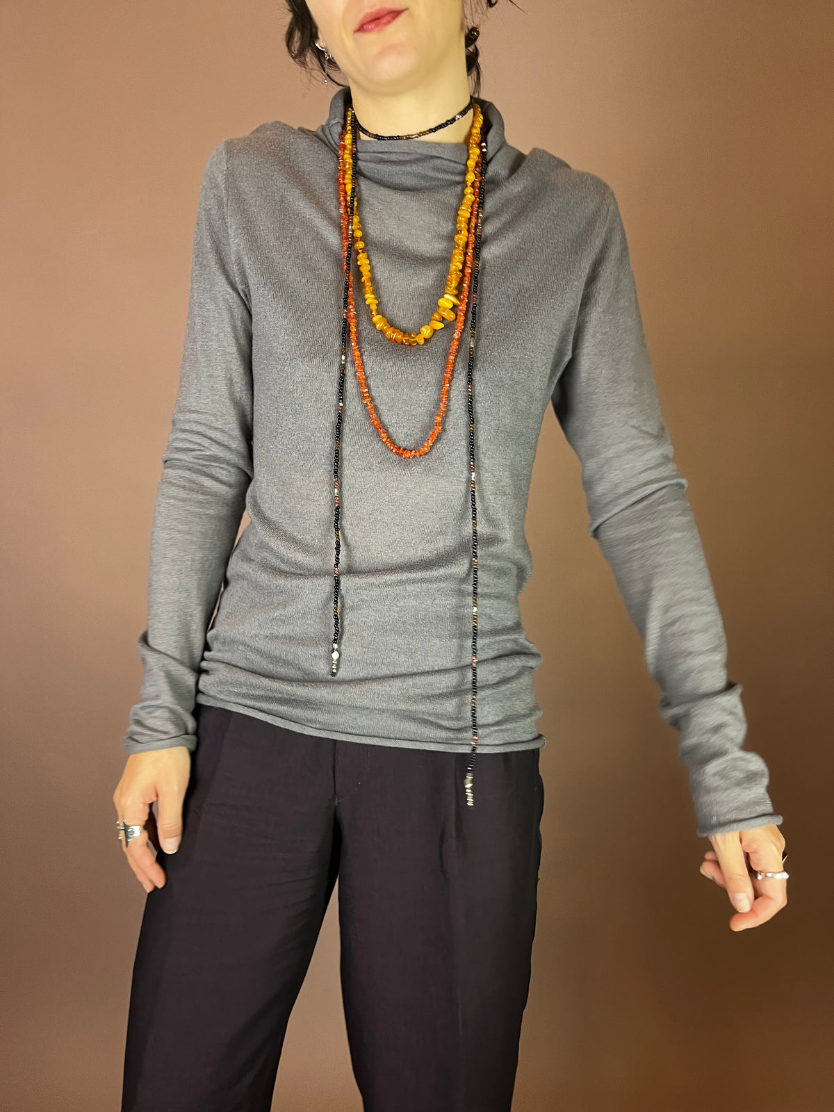 Cashmere Pullover Longsleeve Grau Rollkragen Gr. 38