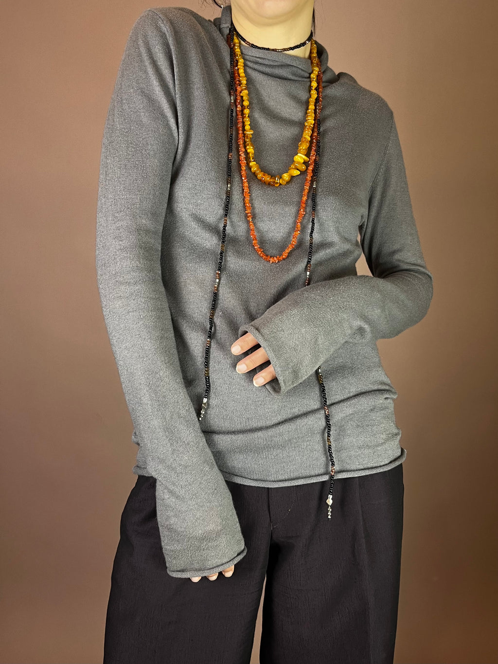 Cashmere Pullover Longsleeve Grau Rollkragen Gr. 38