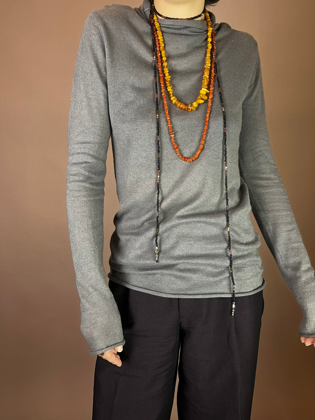 Cashmere Pullover Longsleeve Grau Rollkragen Gr. 38
