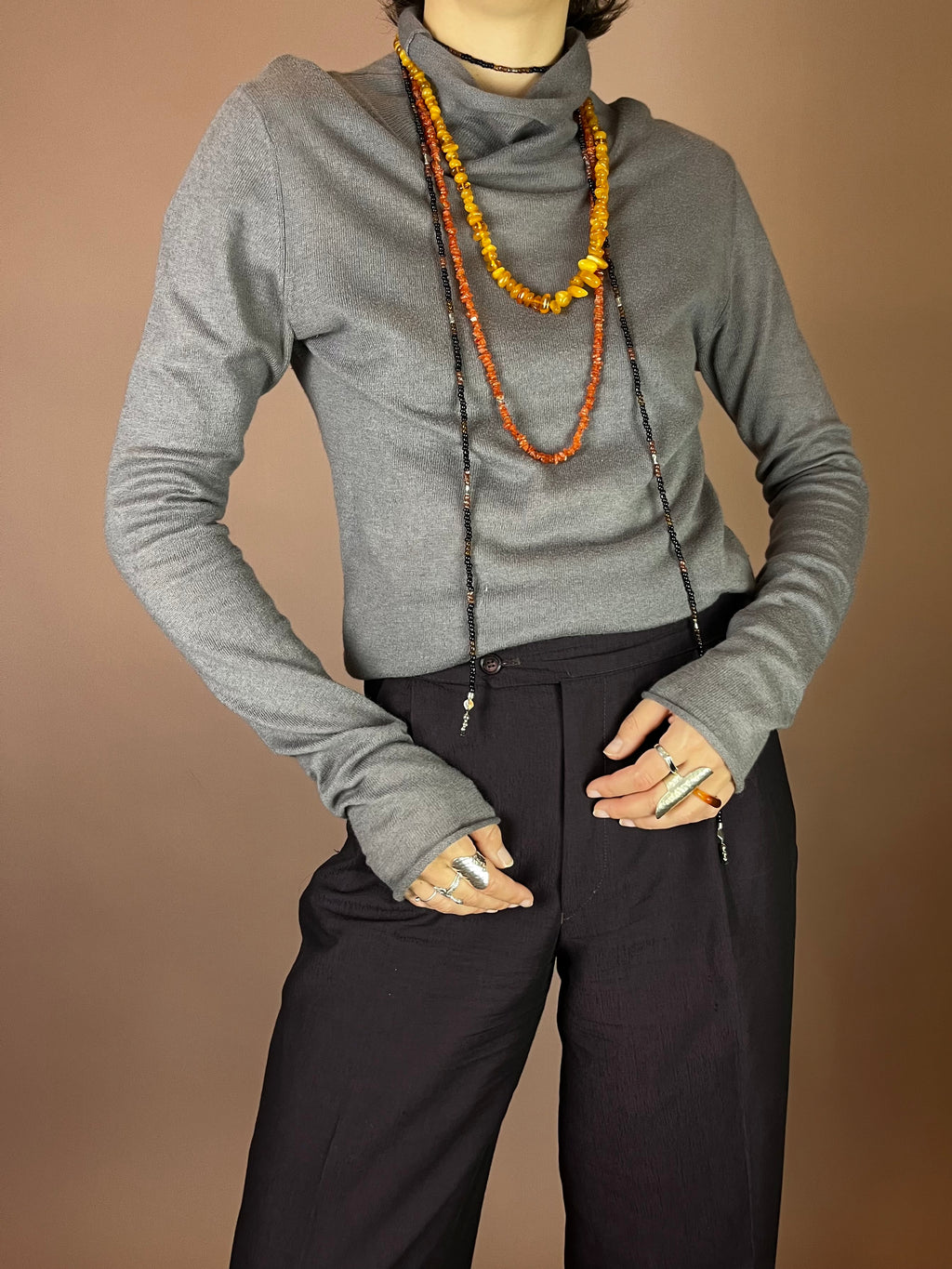 Cashmere Pullover Longsleeve Grau Rollkragen Gr. 38