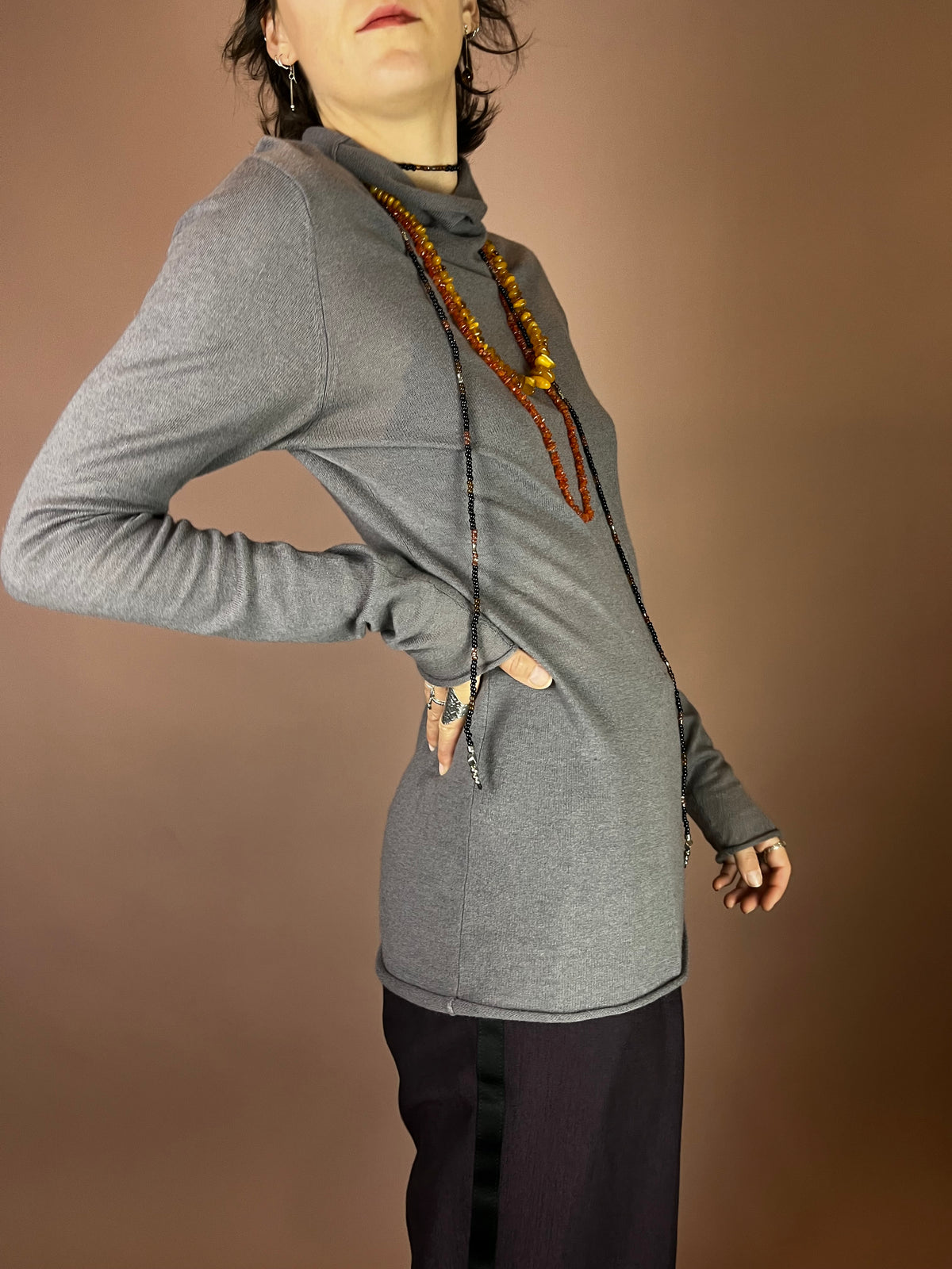 Cashmere Pullover Longsleeve Grau Rollkragen Gr. 38