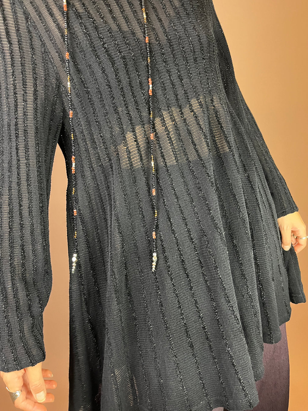 Mondi Strickkleid Schwarz Pullover Glitzer Streifen Gr. 38