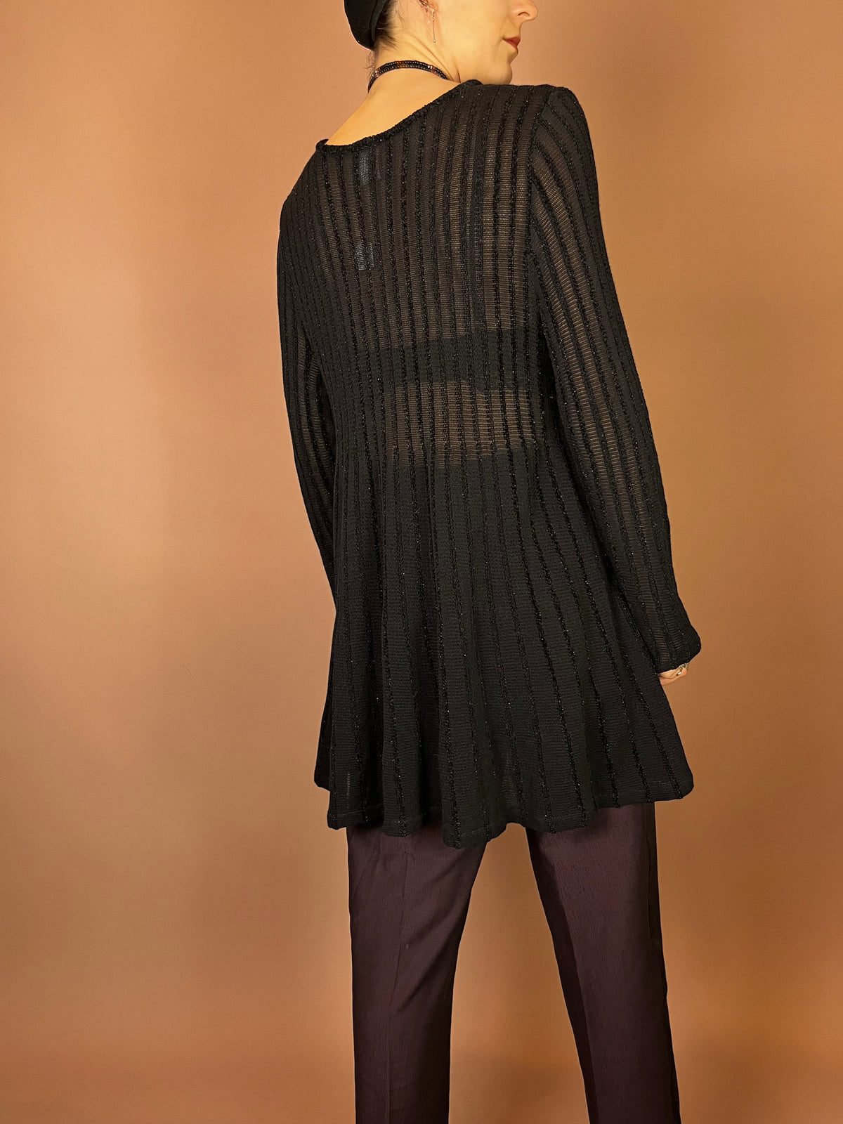 Mondi Strickkleid Schwarz Pullover Glitzer Streifen Gr. 38