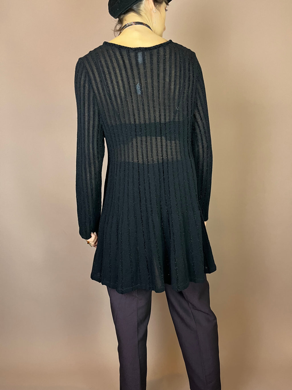 Mondi Strickkleid Schwarz Pullover Glitzer Streifen Gr. 38
