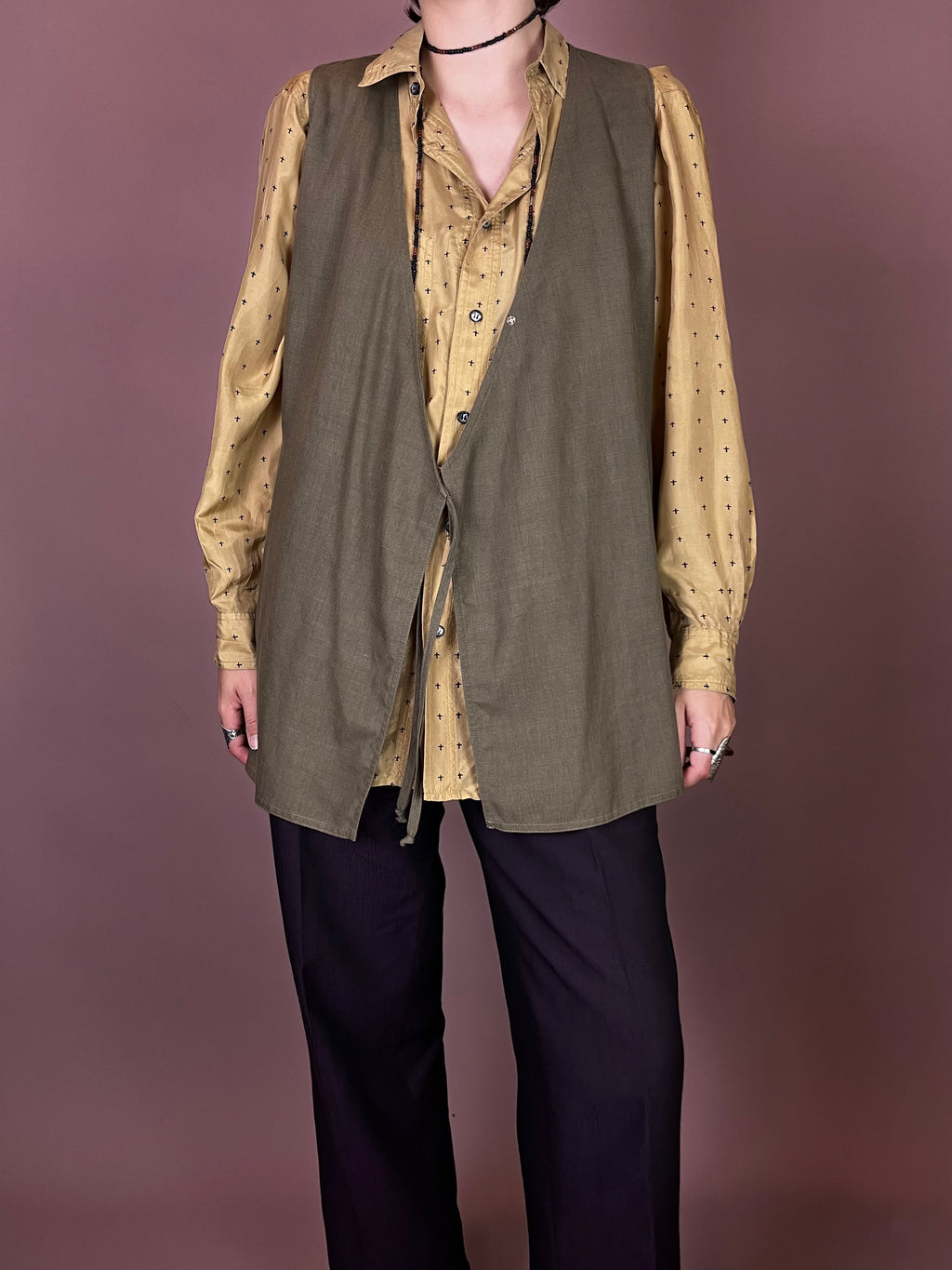 Wickeltop Khaki Leinen Gr. 38
