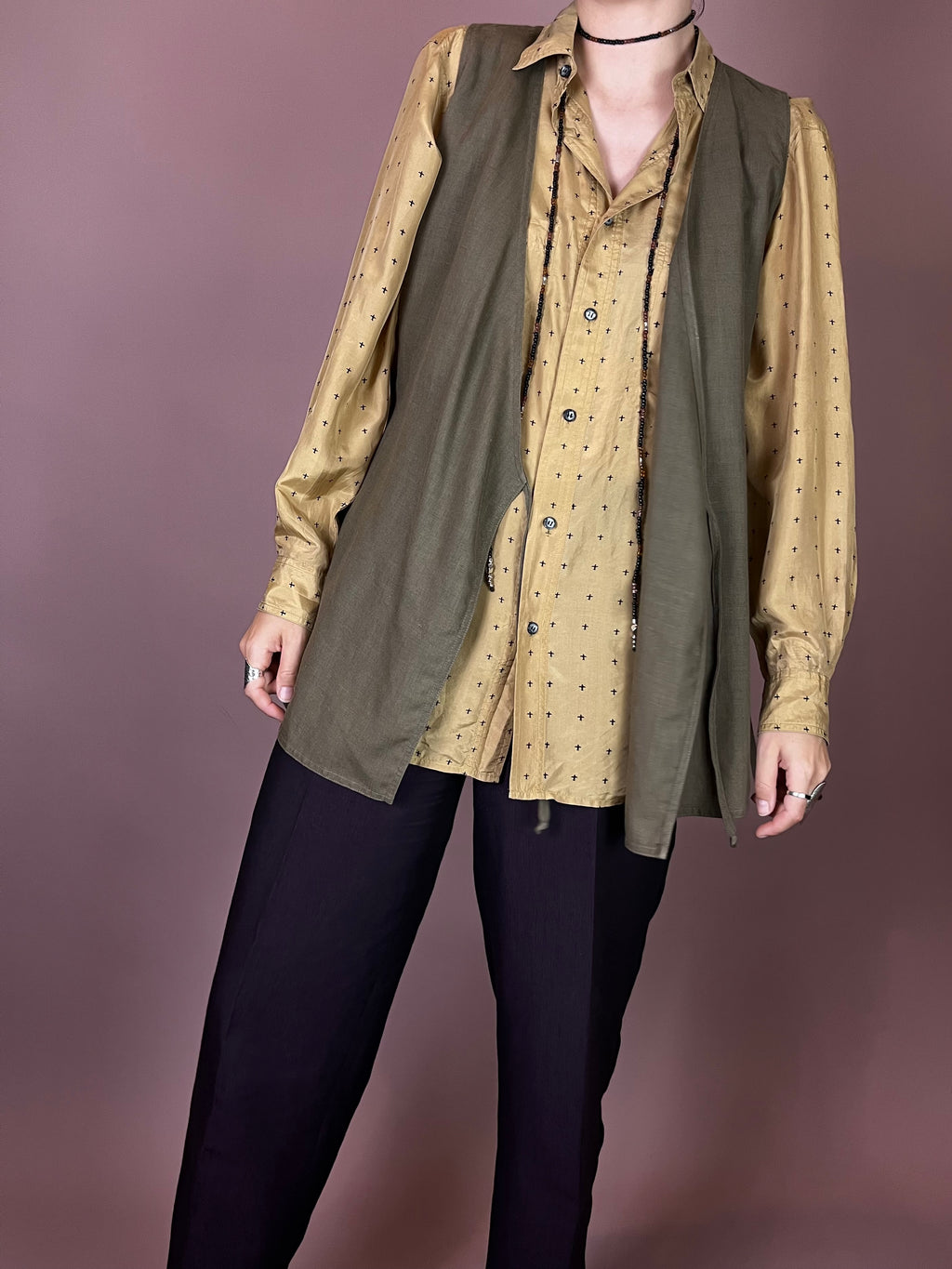 Wickeltop Khaki Leinen Gr. 38