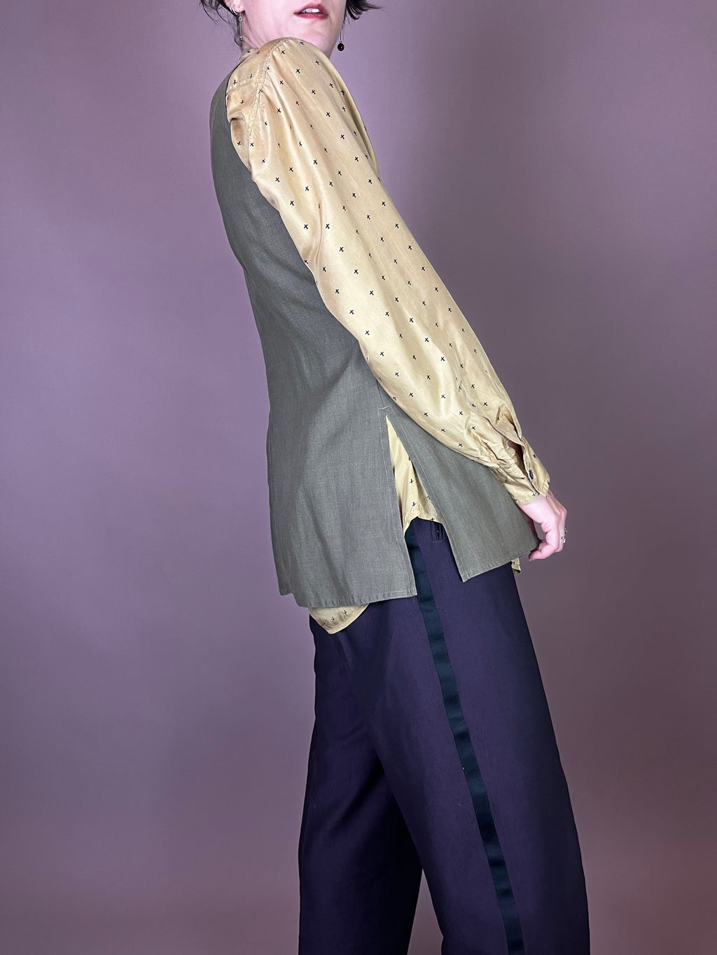 Wickeltop Khaki Leinen Gr. 38