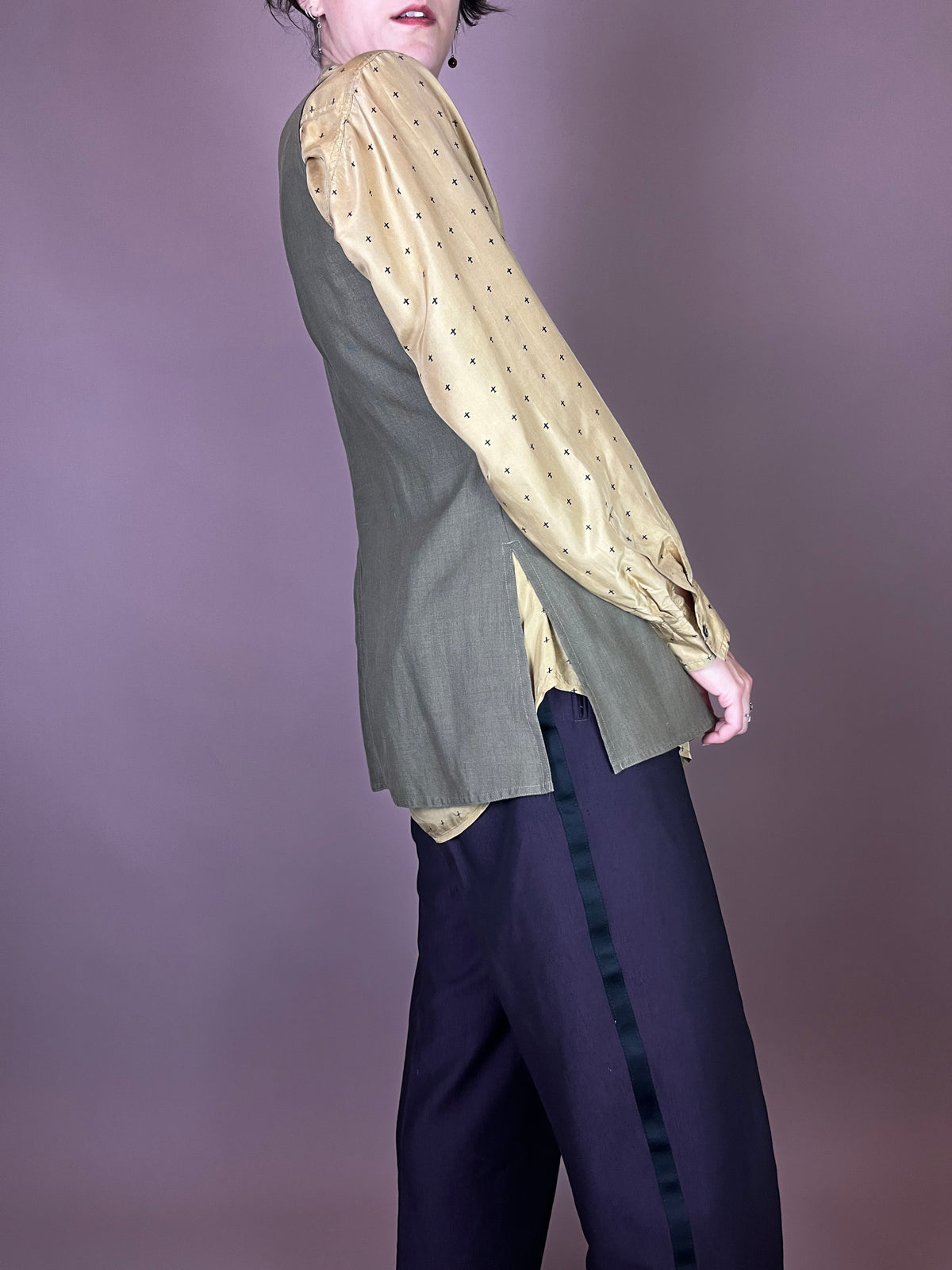 Wickeltop Khaki Leinen Gr. 38