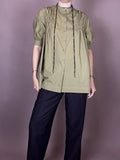 Bluse Khaki Kurzarm Raffung Gr. 36