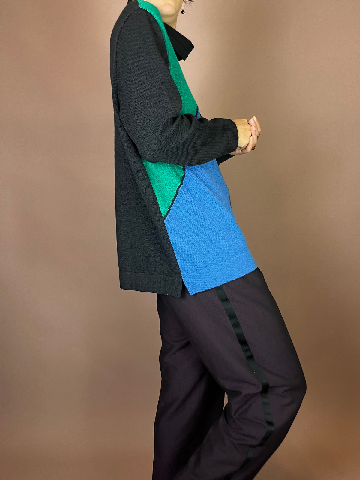Pullover Rollkragen Schwarz Grün Blau Gr. 38/40