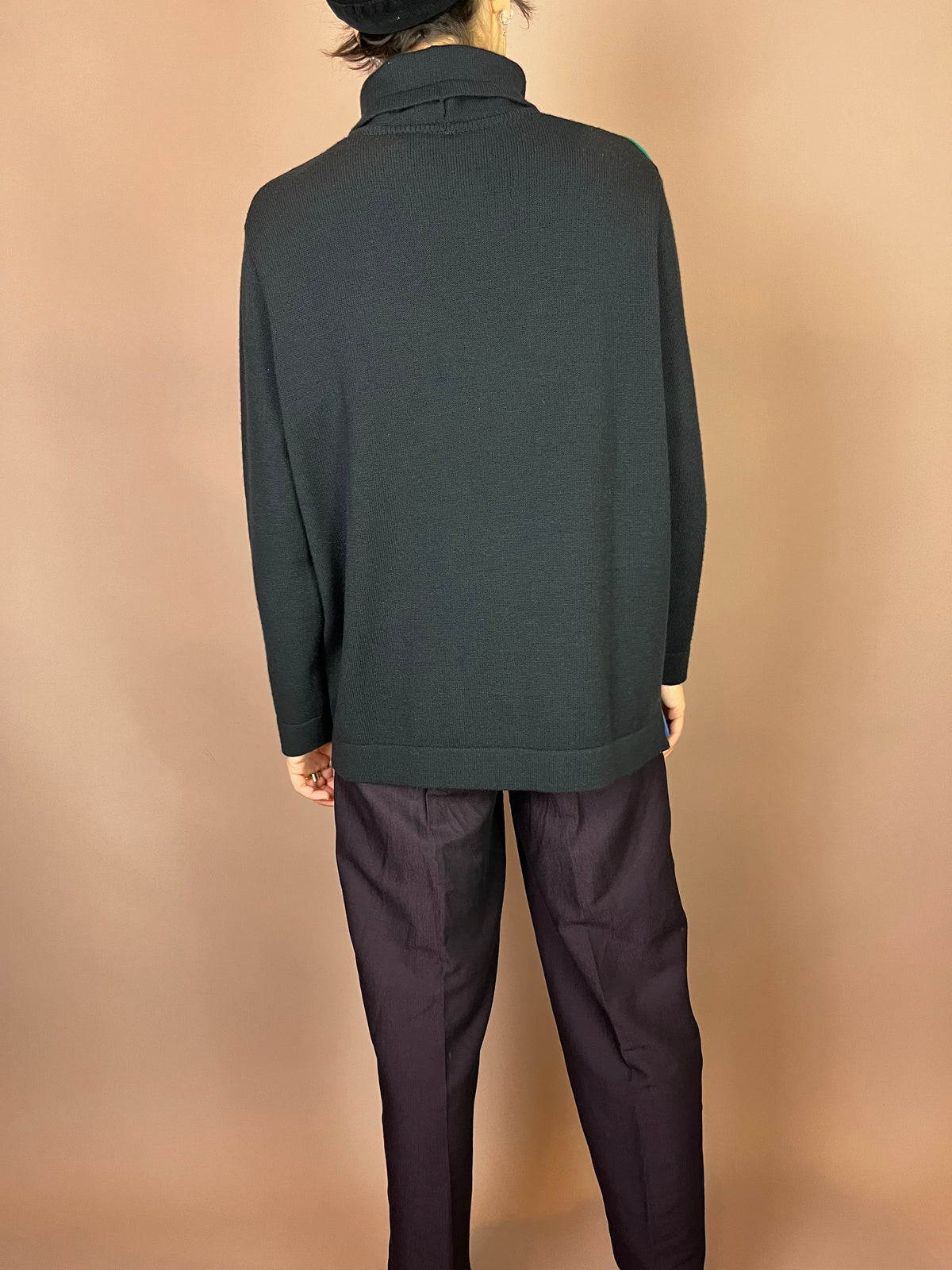 Pullover Rollkragen Schwarz Grün Blau Gr. 38/40
