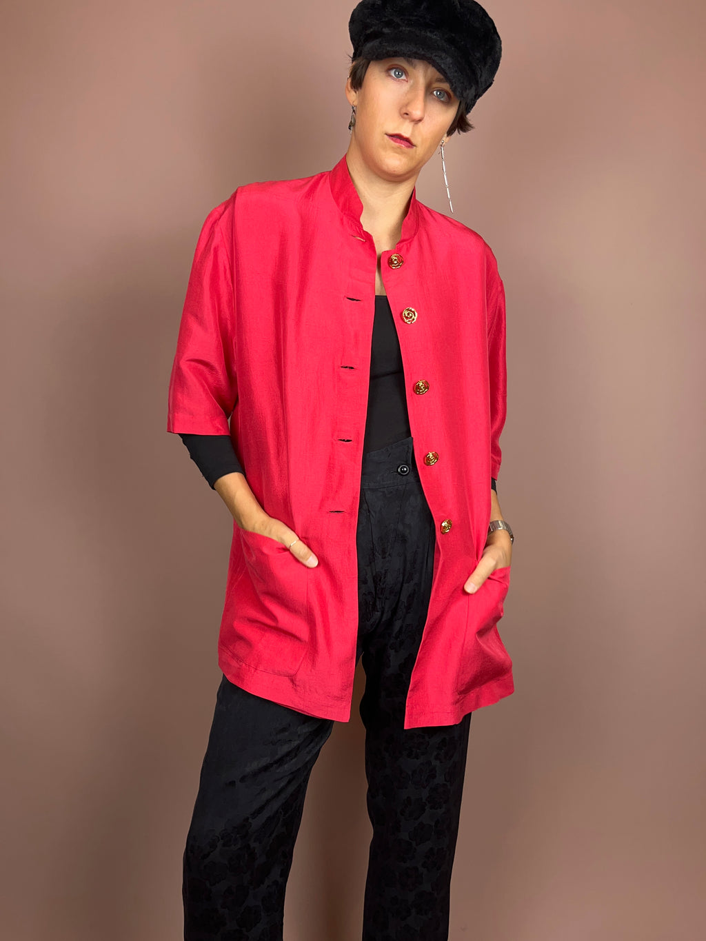 Blouse Pink Silk Gold Gr. 40/42