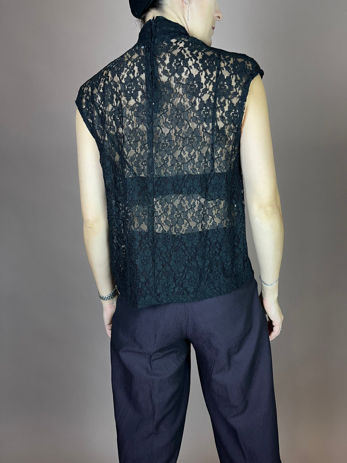 Top Spitze Turtle Neck Schwarz Gr. 38