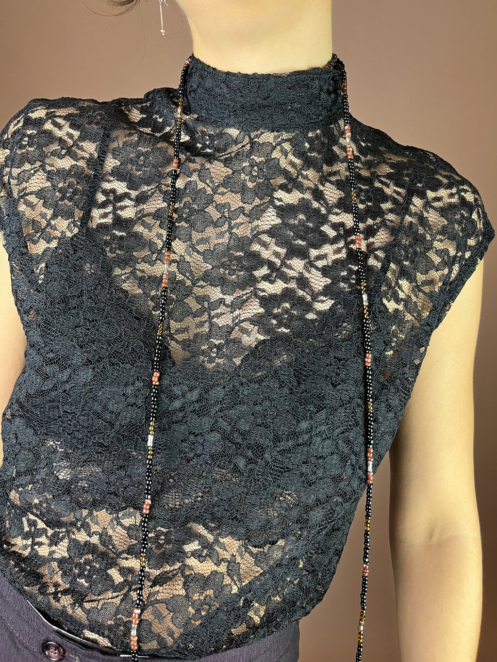 Top Spitze Turtle Neck Schwarz Gr. 38