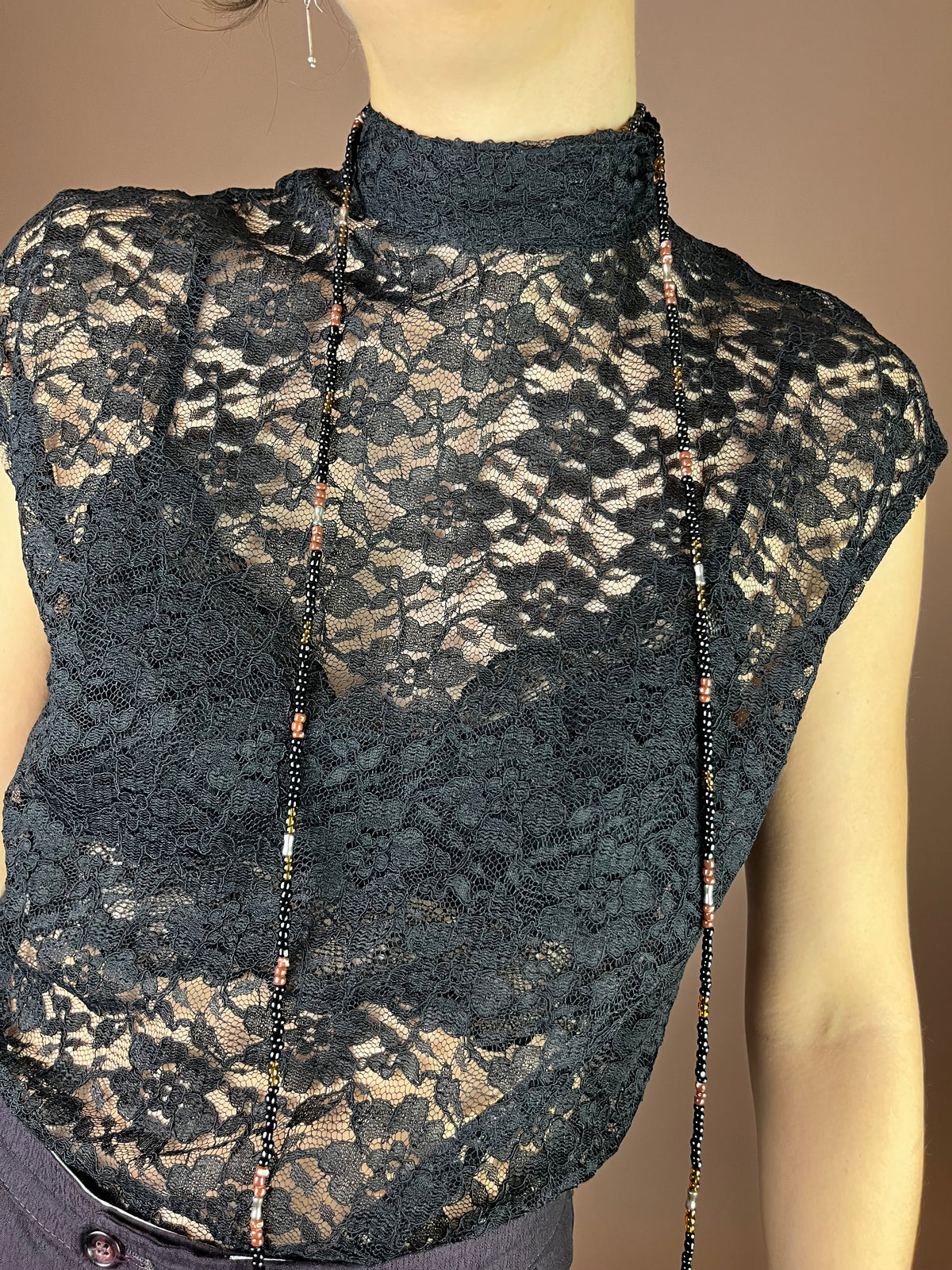 Top Spitze Turtle Neck Schwarz Gr. 38