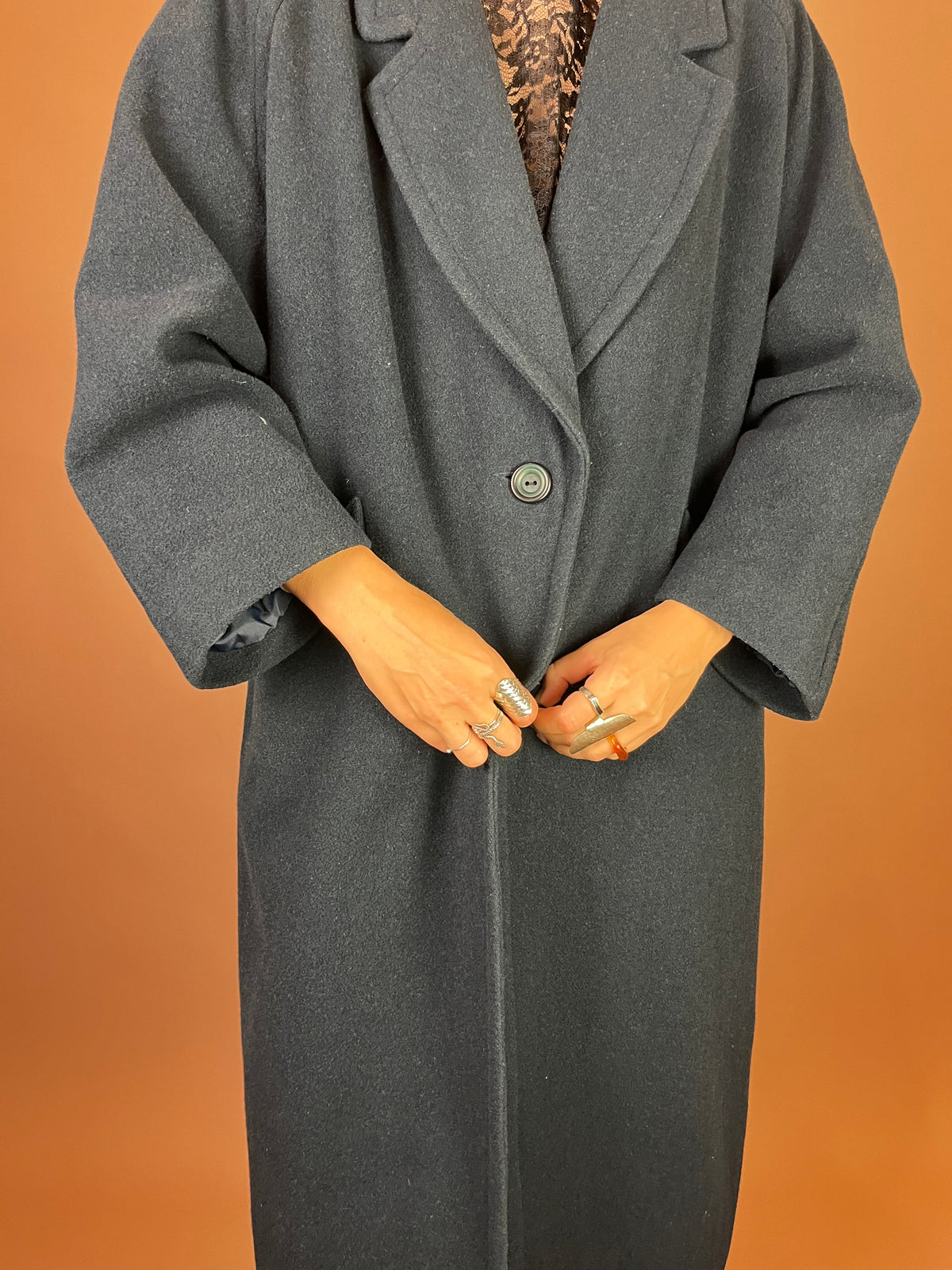 Wintermantel Petrol Blau Wolle Gr. 38-42
