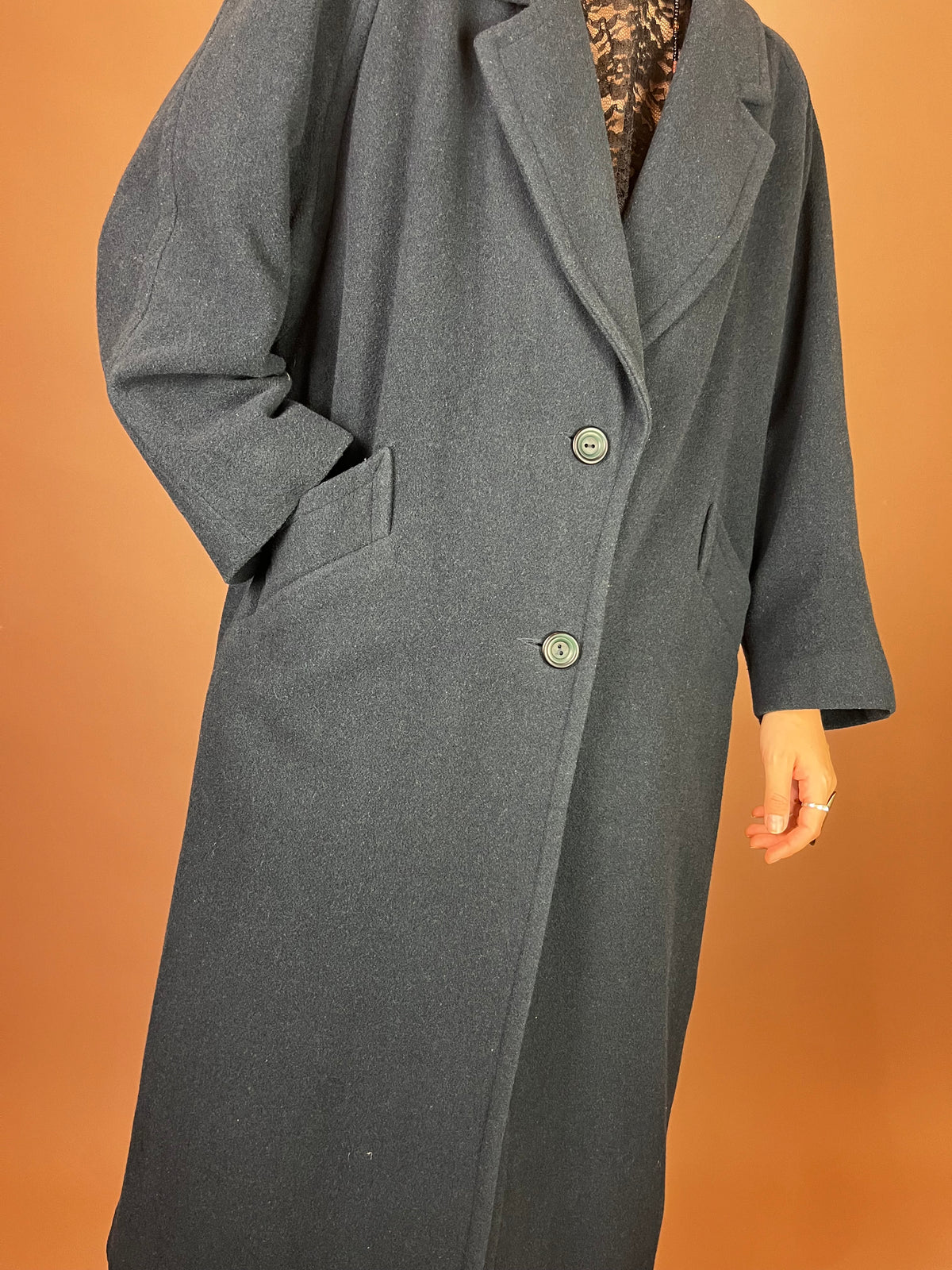 Wintermantel Petrol Blau Wolle Gr. 38-42