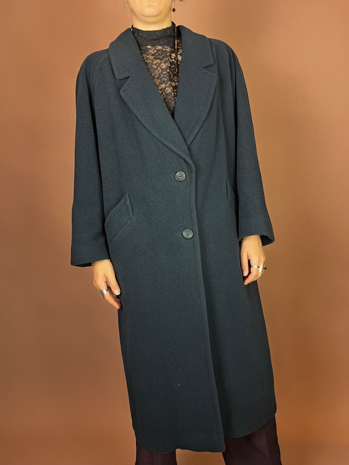 Wintermantel Petrol Blau Wolle Gr. 38-42