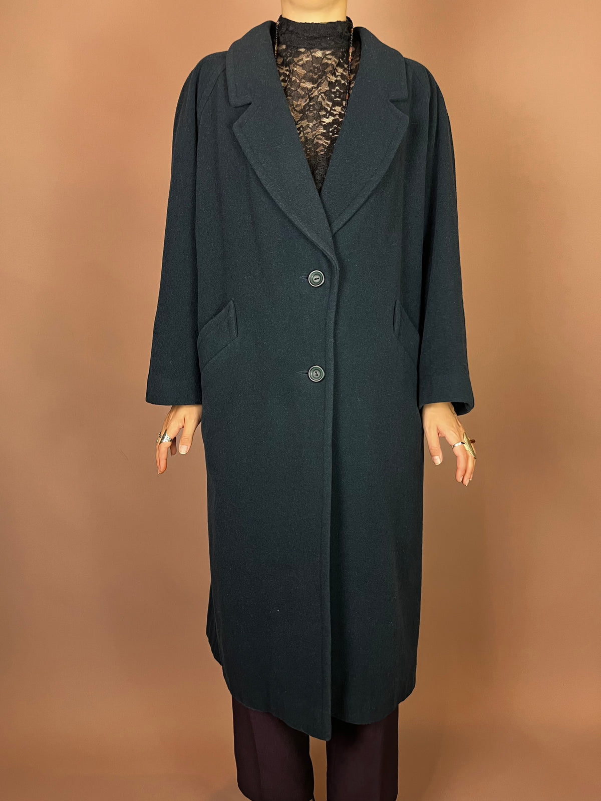 Wintermantel Petrol Blau Wolle Gr. 38-42